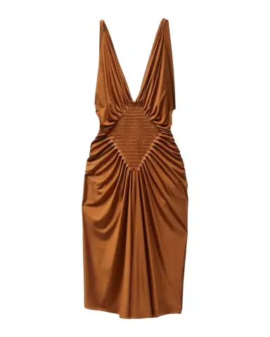 Versace Draped Silk-Satin Midi Dress | Thumbnail 1 Versace Draped Silk-Satin Midi Dress | Thumbnail 1
