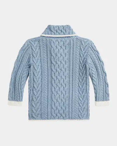 Polo Ralph Lauren Kid's Cable-Knit Cotton Shawl Cardigan, Size 3M-24M | Thumbnail 2