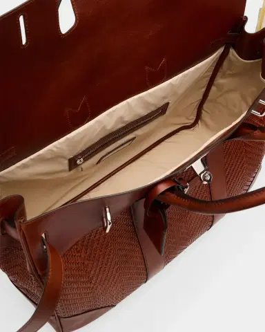 Brunello Cucinelli Men's Braided Leather Duffel Bag | Thumbnail 4 Brunello Cucinelli Men's Braided Leather Duffel Bag | Thumbnail 4