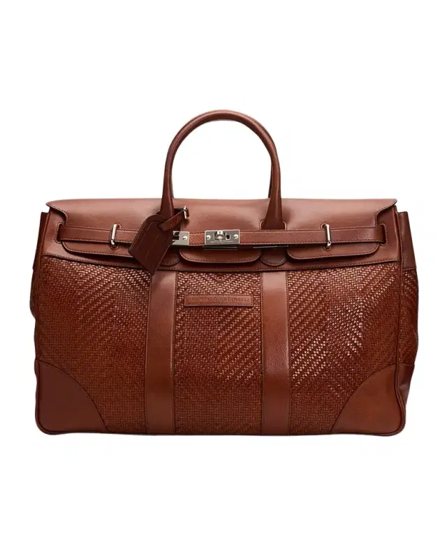 Brunello Cucinelli Men 's Braided Leather Duffel Bag