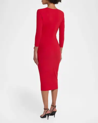 Chiara Boni La Petite Robe Zuhur Side-Ruffle Bodycon Midi Dress | Thumbnail 3 Chiara Boni La Petite Robe Zuhur Side-Ruffle Bodycon Midi Dress | Thumbnail 3
