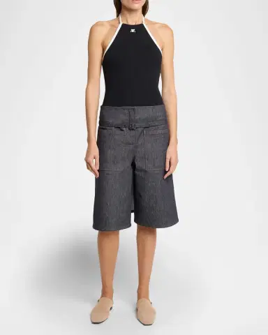 Courreges Contrast Logo Halter Tank Top | Thumbnail 2 Courreges Contrast Logo Halter Tank Top | Thumbnail 2
