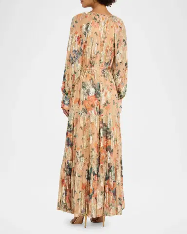 Kobi Halperin Xandra Tiered Metallic Floral-Print Maxi Dress | Thumbnail 3 Kobi Halperin Xandra Tiered Metallic Floral-Print Maxi Dress | Thumbnail 3