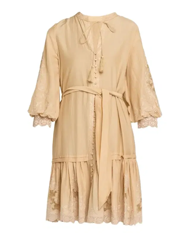 Erica Embroidered Flounce Dress