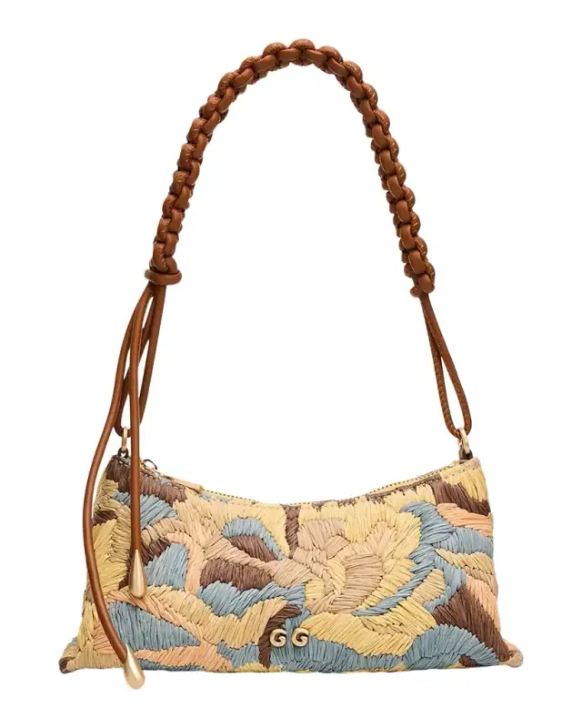 Cult Gaia Osa Braided-Strap Raffia Shoulder Bag