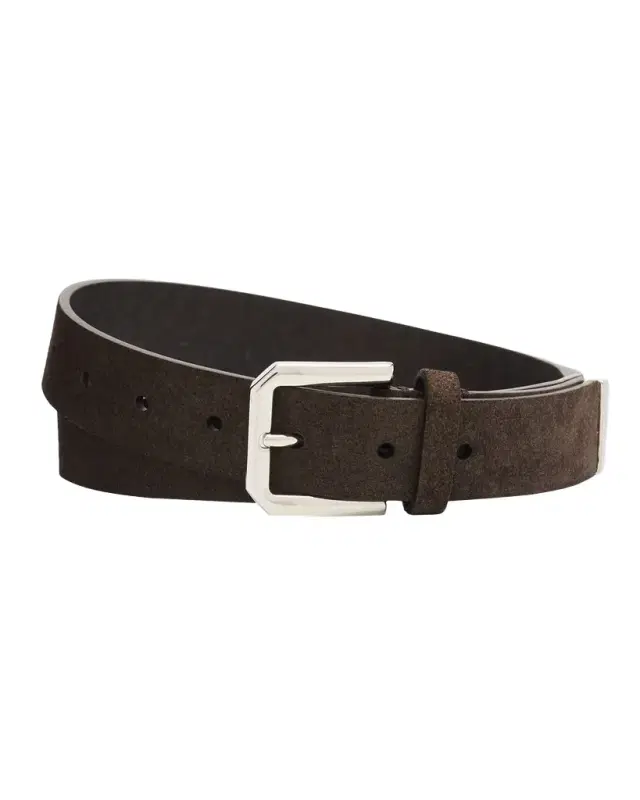 Brunello Cucinelli Men 's Square-Buckle Suede Belt