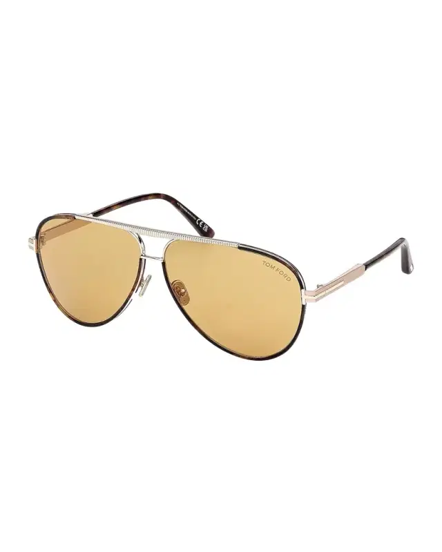 TOM FORD Men 's Rupert 02 63mm Metal & Acetate Aviator Sunglasses