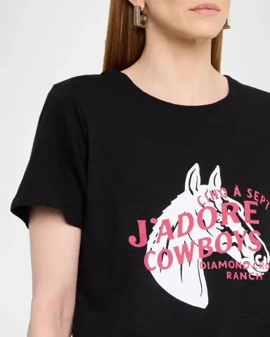 Cinq à Sept J 'adore Cowboys Embellished Shrunken Tee | Thumbnail 5