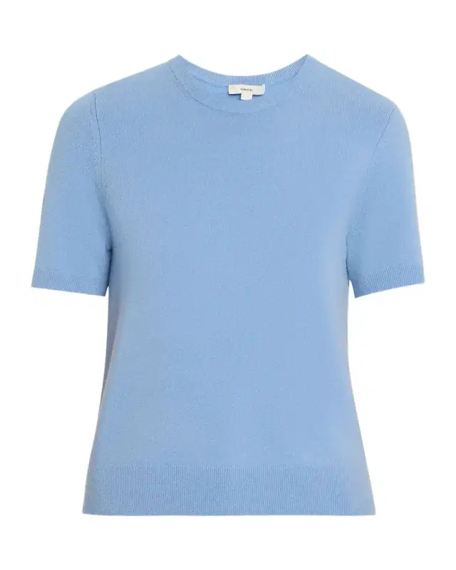 Cashmere-Blend Short-Sleeve Crewneck Sweater