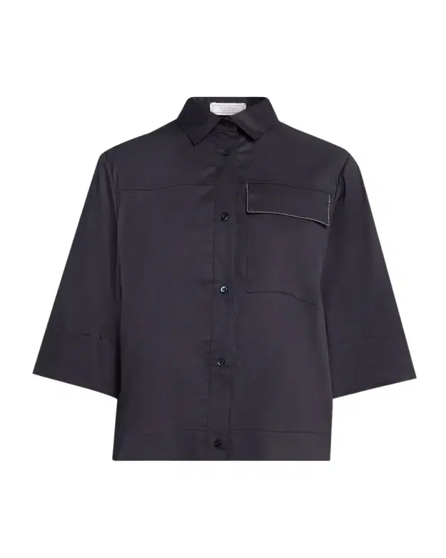 Boxy Stretch Cotton Shirt