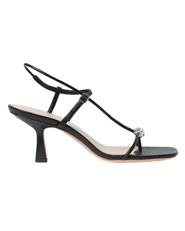 70mm Triana Strappy Crystal Leather Mid-Heel Sandals