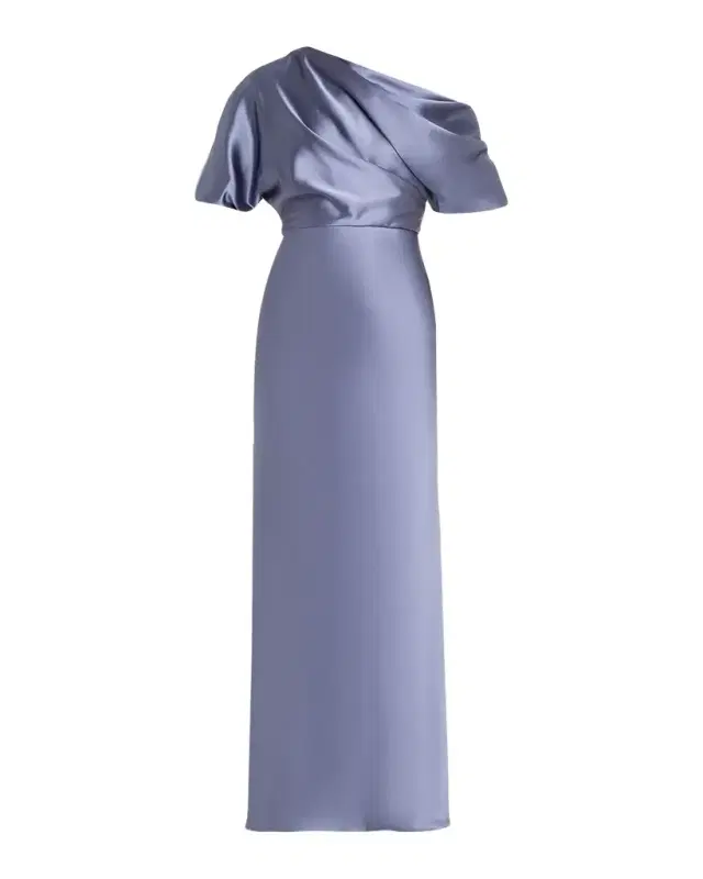 Amsale Draped Satin One-Shoulder Gown