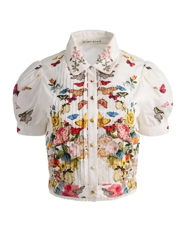 Rosie Embroidered Puff-Sleeve Shirt