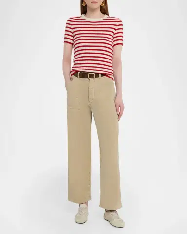 Nili Lotan Alita Striped Cashmere Rib Short-Sleeve Sweater | Thumbnail 2 Nili Lotan Alita Striped Cashmere Rib Short-Sleeve Sweater | Thumbnail 2
