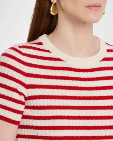 Nili Lotan Alita Striped Cashmere Rib Short-Sleeve Sweater | Thumbnail 5 Nili Lotan Alita Striped Cashmere Rib Short-Sleeve Sweater | Thumbnail 5
