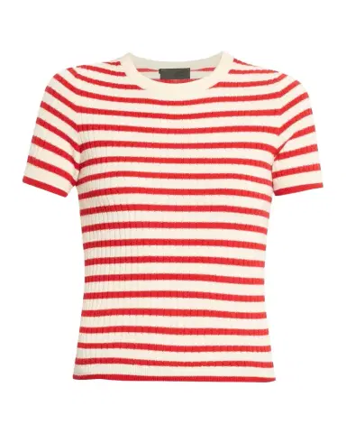 Nili Lotan Alita Striped Cashmere Rib Short-Sleeve Sweater | Thumbnail 1 Nili Lotan Alita Striped Cashmere Rib Short-Sleeve Sweater | Thumbnail 1
