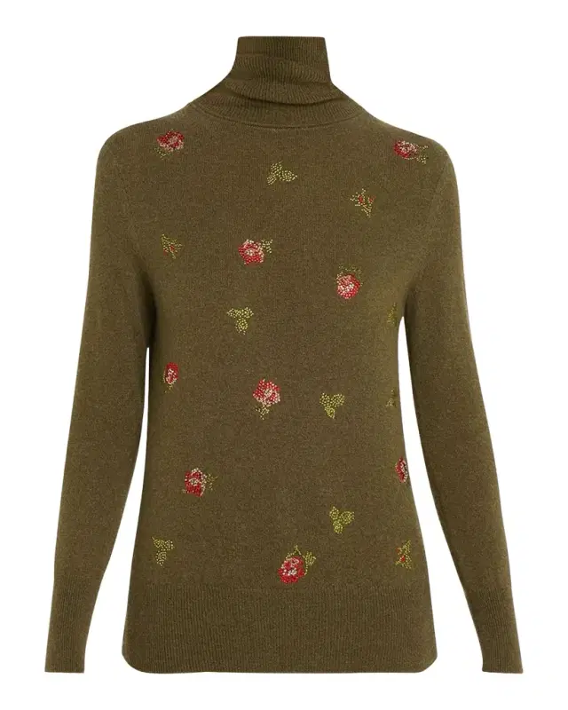 Libertine Florecita Embellished Cashmere Turtleneck Sweater