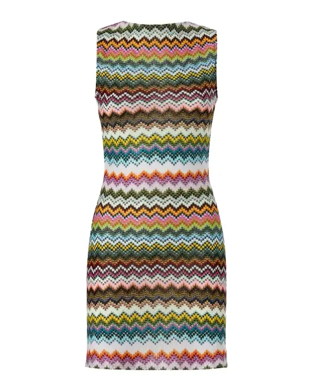 Missoni Mare Open-Back Striped Metallic Crochet Mini Dress