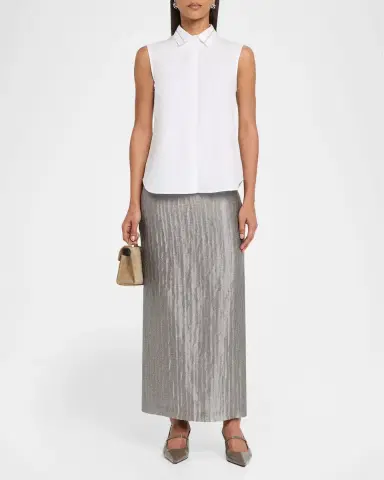 Peserico Sleeveless Linen-Cotton Shirt | Thumbnail 2
