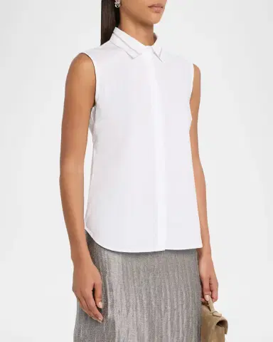 Peserico Sleeveless Linen-Cotton Shirt | Thumbnail 4