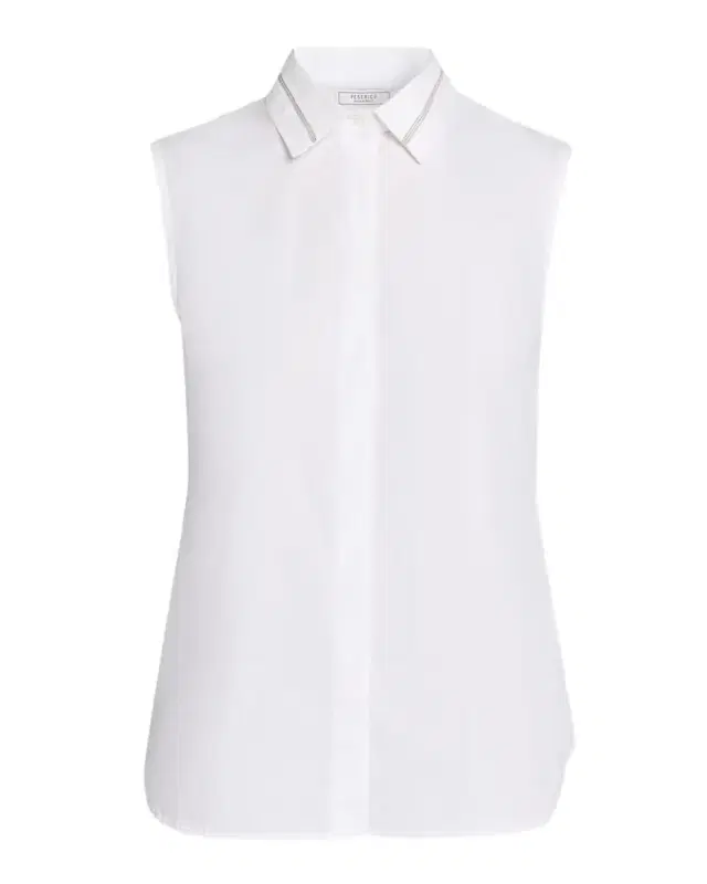 Sleeveless Linen-Cotton Shirt