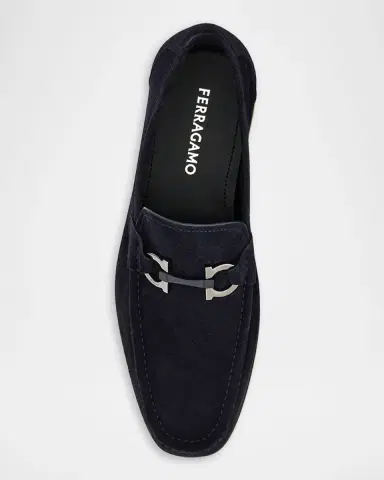 Ferragamo Men's Grandioso Suede Gancio-Bit Loafers | Thumbnail 3 Ferragamo Men's Grandioso Suede Gancio-Bit Loafers | Thumbnail 3
