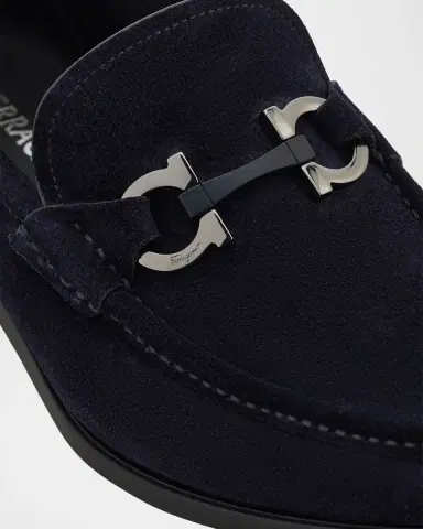 Ferragamo Men's Grandioso Suede Gancio-Bit Loafers | Thumbnail 5 Ferragamo Men's Grandioso Suede Gancio-Bit Loafers | Thumbnail 5
