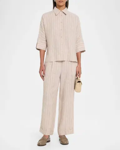 Peserico Chain-Trim Linen Shirt | Thumbnail 2