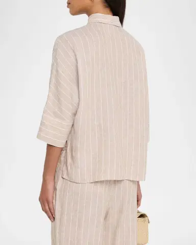 Peserico Chain-Trim Linen Shirt | Thumbnail 3