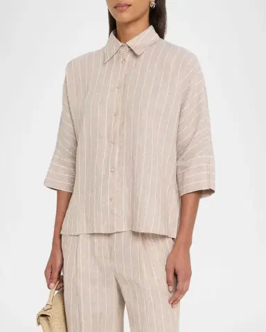 Peserico Chain-Trim Linen Shirt | Thumbnail 4