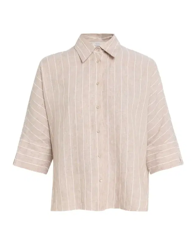 Chain-Trim Linen Shirt