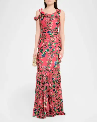 Saloni Seema Floral Silk Chiffon Maxi Dress | Thumbnail 2