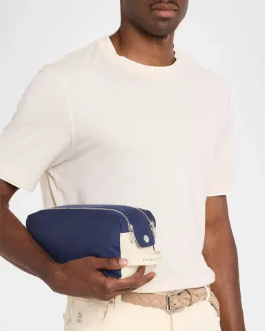 Brunello Cucinelli Men's Leather Double-Zip Toiletry Bag | Thumbnail 2 Brunello Cucinelli Men's Leather Double-Zip Toiletry Bag | Thumbnail 2