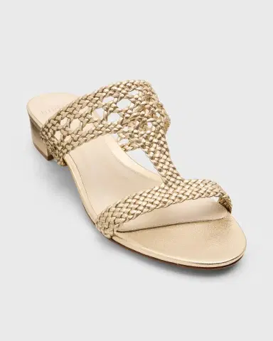 Alexandre Birman Braided Metallic Leather Block-Heel Sandals | Thumbnail 5