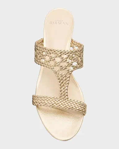 Alexandre Birman Braided Metallic Leather Block-Heel Sandals | Thumbnail 6