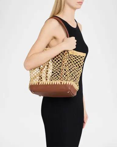 SIMKHAI Caspian Open-Work Raffia Tote Bag | Thumbnail 2