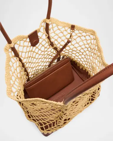 SIMKHAI Caspian Open-Work Raffia Tote Bag | Thumbnail 4