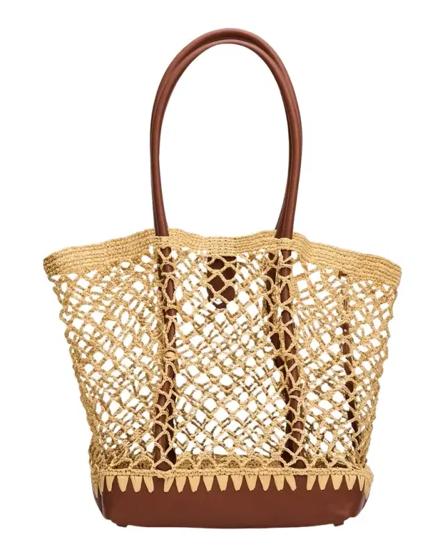 SIMKHAI Caspian Open-Work Raffia Tote Bag