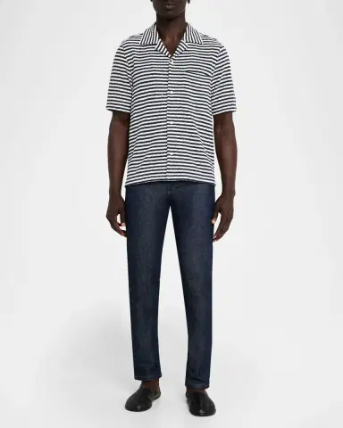 Simkhai Men's Cedric Stripe Short-Sleeve Shirt | Thumbnail 2 Simkhai Men's Cedric Stripe Short-Sleeve Shirt | Thumbnail 2