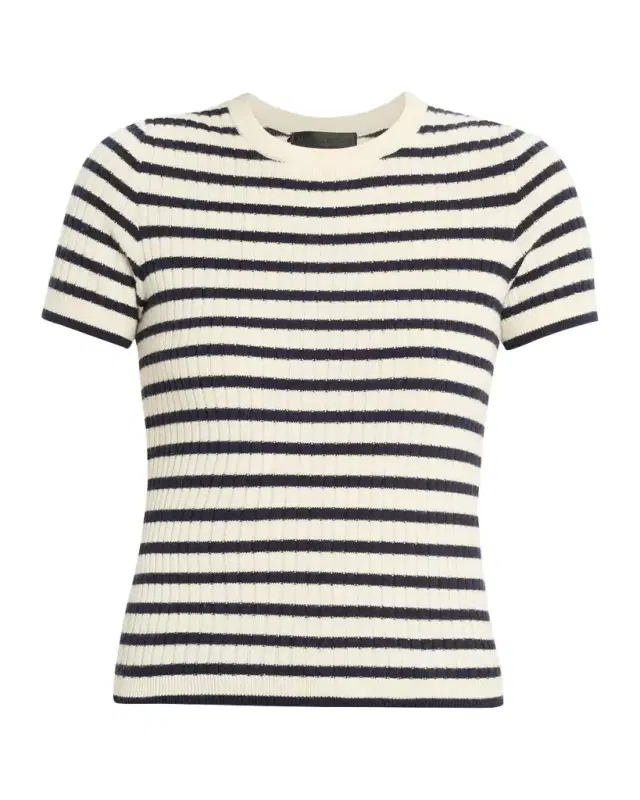 Alita triped Cashmere Rib hort-leeve weater