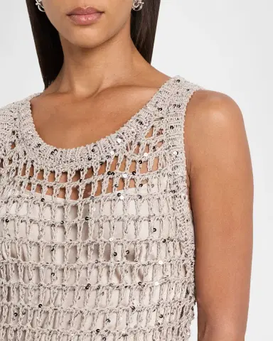 Peserico Embellished Open-Knit Cotton Midi-Dress | Thumbnail 5