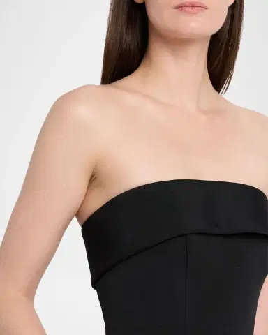 Amsale Foldover Strapless Faille Pleated Midi Dress | Thumbnail 5