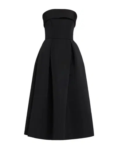 Amsale Foldover Strapless Faille Pleated Midi Dress | Thumbnail 1