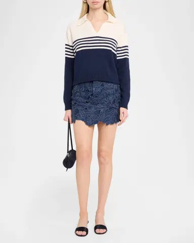 SIMKHAI Jules Stripe Polo Sweater | Thumbnail 2