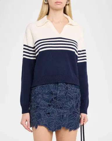 SIMKHAI Jules Stripe Polo Sweater | Thumbnail 4