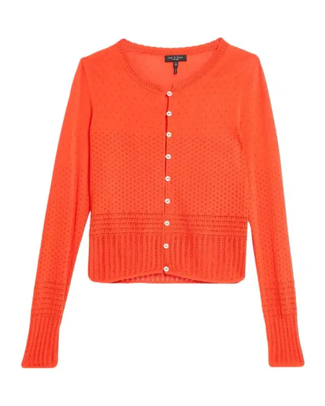 Michelle Scalloped Pointelle-Knit Cardigan