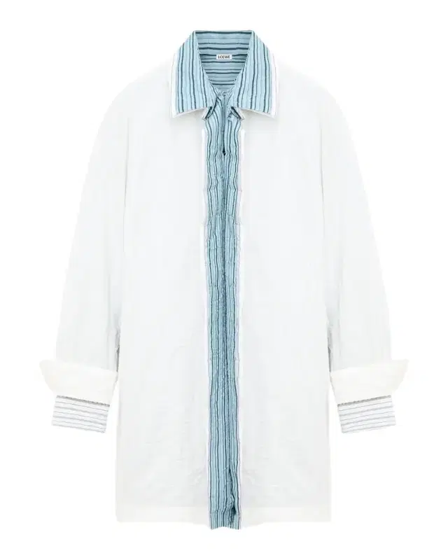 Crinkled Cotton Poplin Layered Mini Shirtdress
