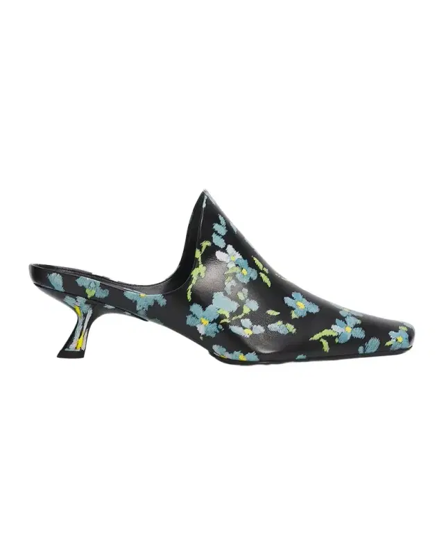 Loewe 45mm Emily Floral Leather Mules