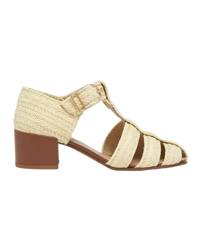 Gabriela Hearst Lyle Raffia Block-Heel Sandals