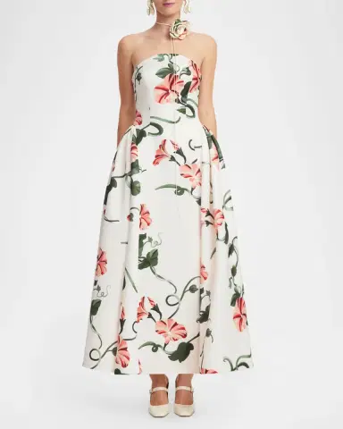 LEO LIN Violet Strapless Bustier Maxi Dress with Neck Tie | Thumbnail 2 LEO LIN Violet Strapless Bustier Maxi Dress with Neck Tie | Thumbnail 2